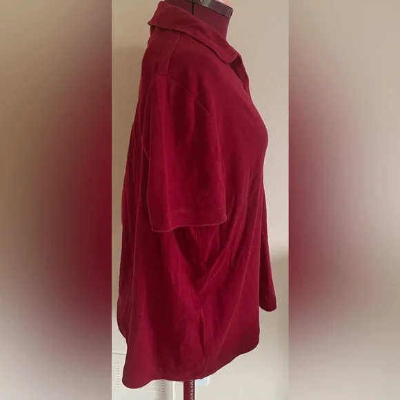 Women's Red Polo Shirt 100% COTTON - Picture 3 of 5